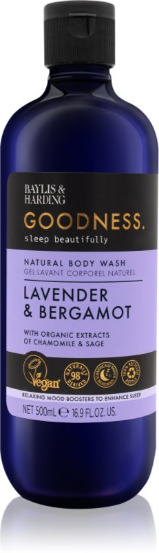 Baylis & Harding Goodness Sleep Beautifully gel de dus anti-stres pentru un somn liniștit Lavender & Bergamot 500 ml