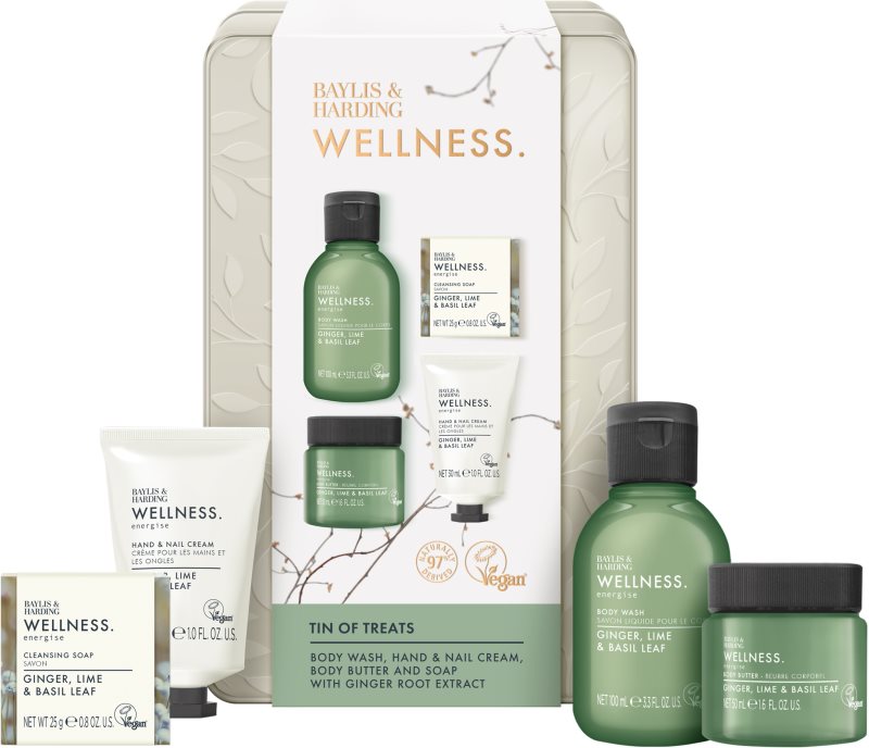 Baylis & Harding Wellness. Energise set cadou pentru corp Ginger, Lime & Basil Leaf