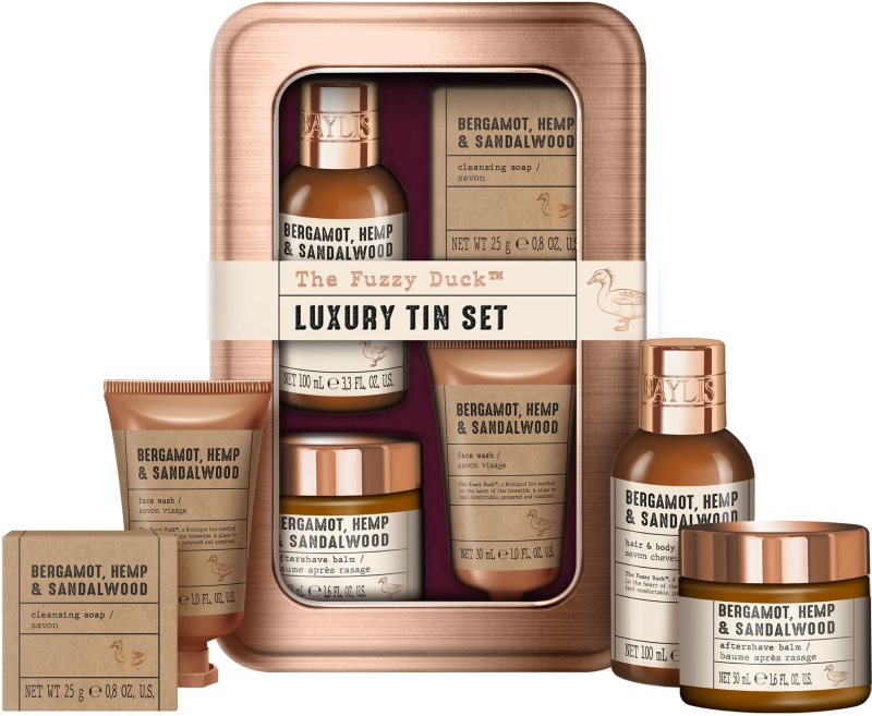 Baylis & Harding The Fuzzy Duck Bergamot, Hemp & Sandalwood set cadou cutie de metal