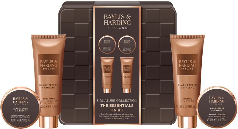 Baylis & Harding Black Pepper & Ginseng set cadou cutie de metal pentru bărbați
