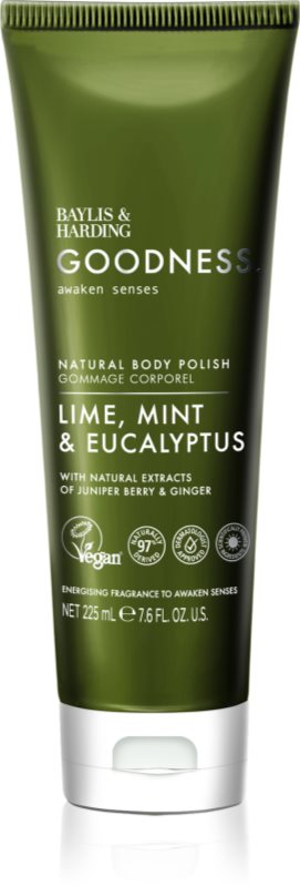 Baylis & Harding Goodness Awaken Senses peeling pentru corp cu efect revigorant parfum Lime, Mint & Eucalyptus 225 ml