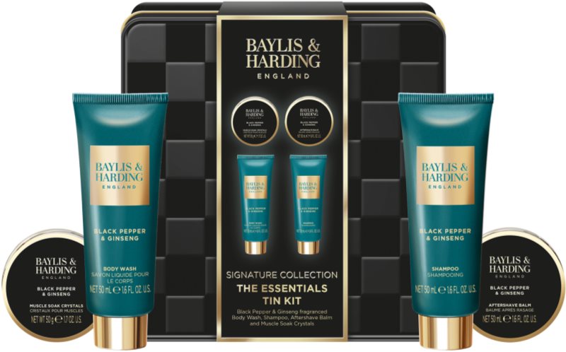 Baylis & Harding Black Pepper & Ginseng set cadou cutie de metal pentru bărbați