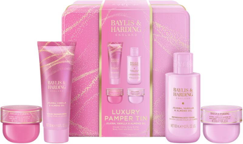 Baylis & Harding Jojoba, Vanilla & Almond Oil set cadou cutie de metal