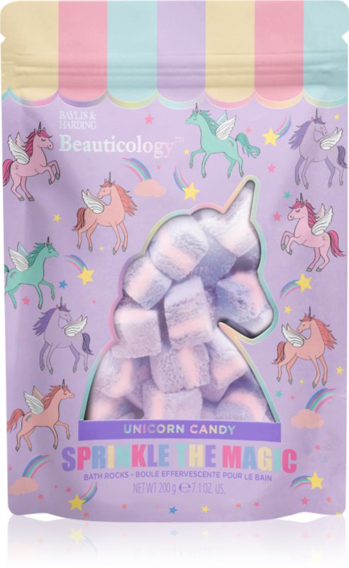 Baylis & Harding Beauticology Unicorn cub efervescent pentru baie parfum Unicorn Candy 200 g