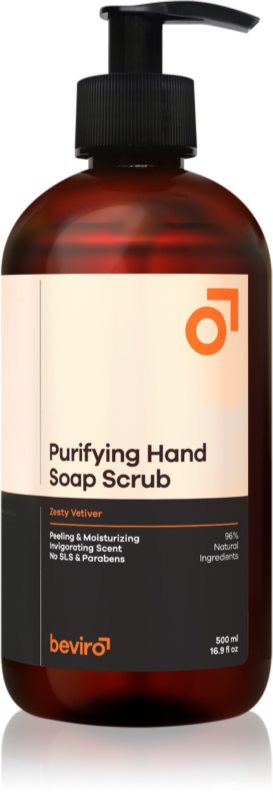Beviro Purifying Hand Soap Scrub sapun pentru curatare cu efect exfoliant Zesty Vetiver 500 ml