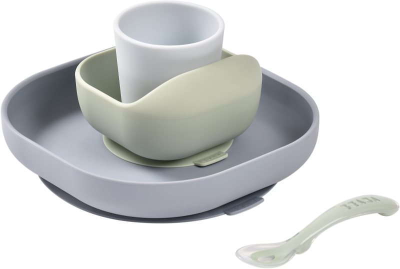 Beaba 4-Piece Silicone Dinner Set serviciu de masă pentru copii Pebble 4m+