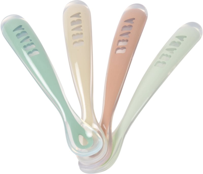 Beaba Silicone Spoon Set linguriță Natural 4m+ 4 buc