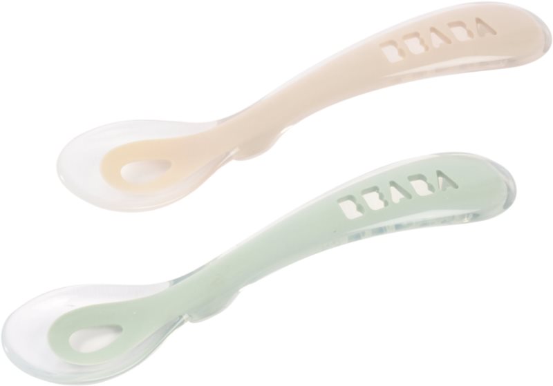 Beaba Silicone Spoon Set linguriță Clay / Misty green 8m+ 2 buc