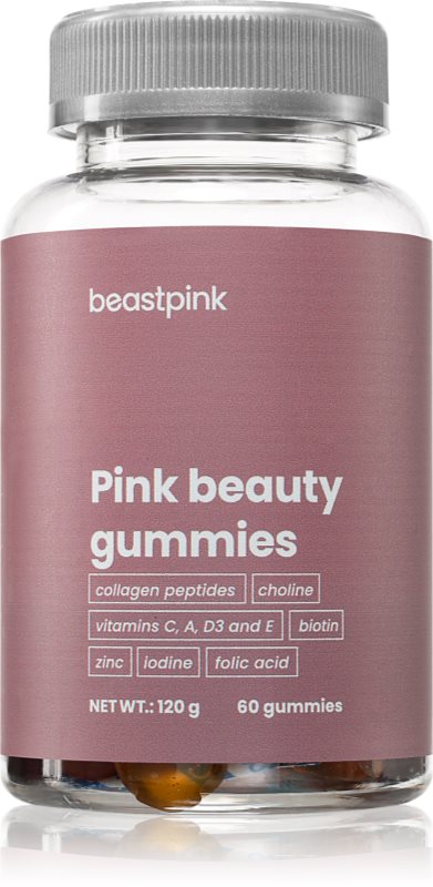 BeastPink Pink Beauty Gummies capsule moi masticabile pentru frumusețea părului și a pielii 176 g
