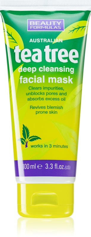 Beauty Formulas Tea Tree masca pentru curatare profunda 100 ml