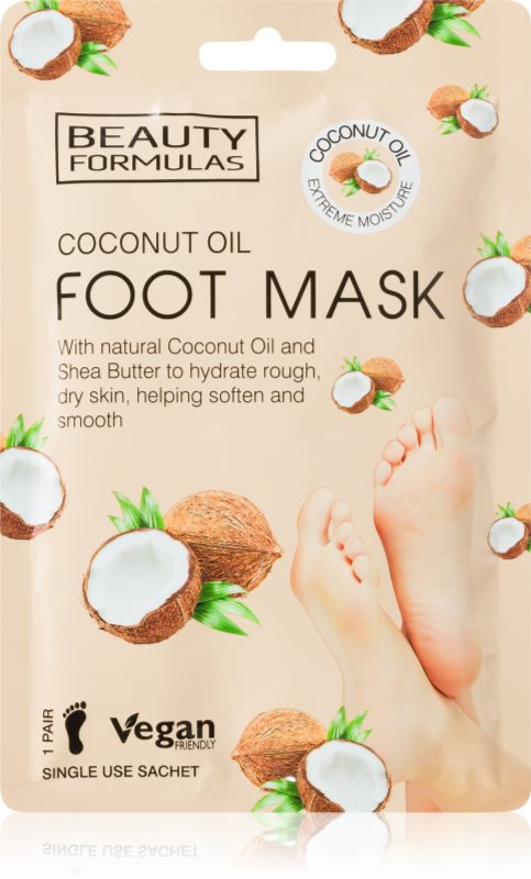 Beauty Formulas Coconut Oil masca hranitoare pentru picioare 1 buc