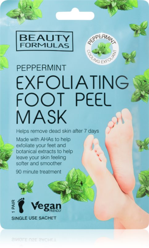 Beauty Formulas Peppermint masca pentru exfoliere pentru picioare 1 buc
