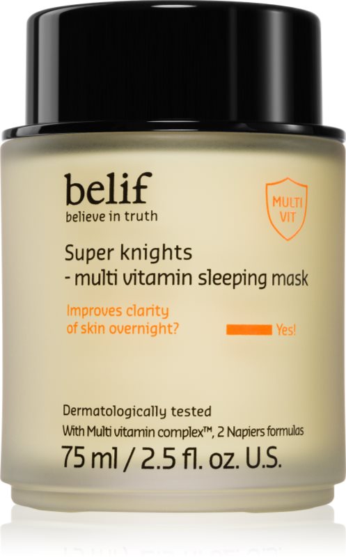 belif Super Knights Multi Vitamin Mask masca de noapte intensa pentru regenerarea rapida a pielii uscate si deshidratate pentru toate tipurile de ten 75 ml