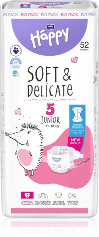 BELLA Baby Happy Soft&Delicate scutece de unică folosință cu canale 11-18 kg 52 buc
