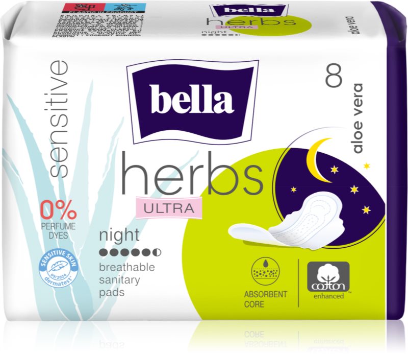 BELLA Herbs Ultra Night absorbante menstruale pentru noapte Aloe Vera 8 buc