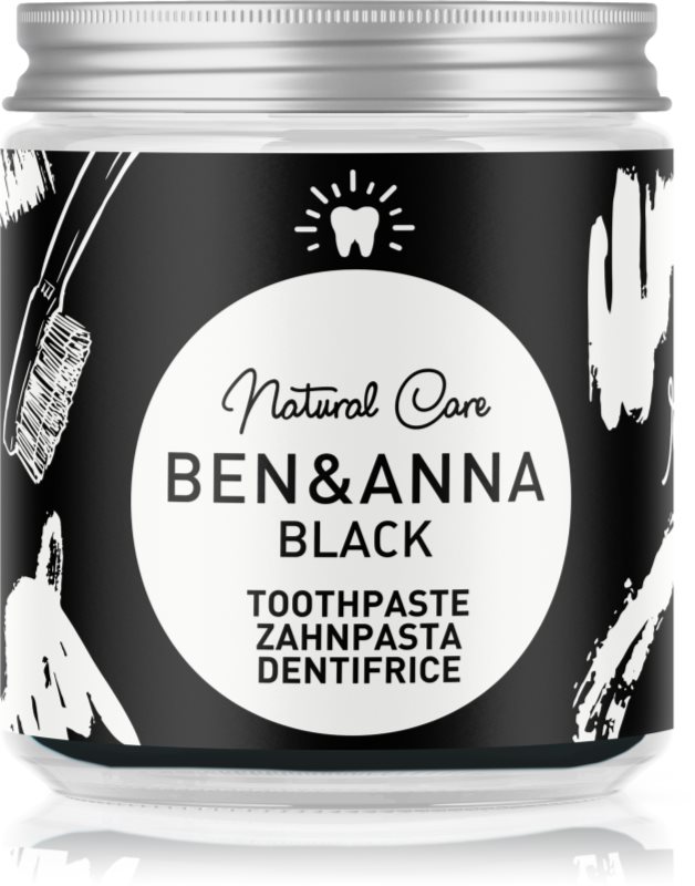 BEN&ANNA Natural Toothpaste Black pastă de dinți în borcan de sticlă cu cărbune activ 100 ml