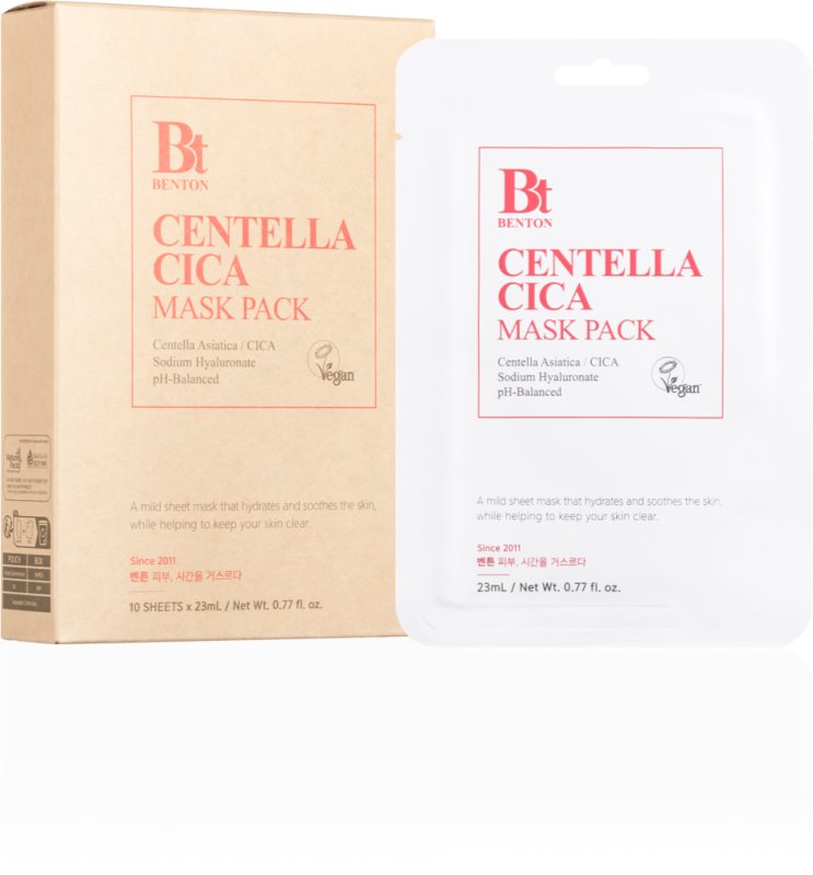 Benton Goodbye Redness Centella mască textilă calmantă pentru ten acneic 10 buc