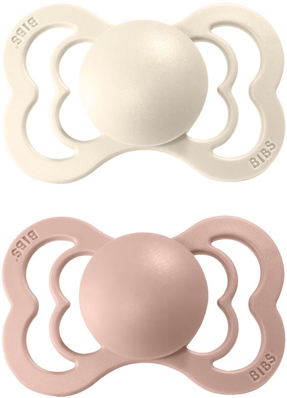 BIBS Supreme Natural Rubber Size 1: 0+ months suzetă Ivory / Blush 2 buc