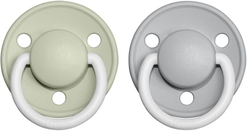 BIBS De Lux Natural Rubber Night Size 2: 6+ months suzetă Sage / Cloud 2 buc