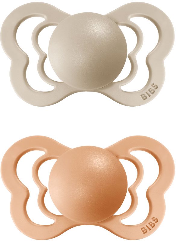 BIBS Couture Natural Rubber Size 2: 6+ months suzetă Vanilla / Peach 2 buc