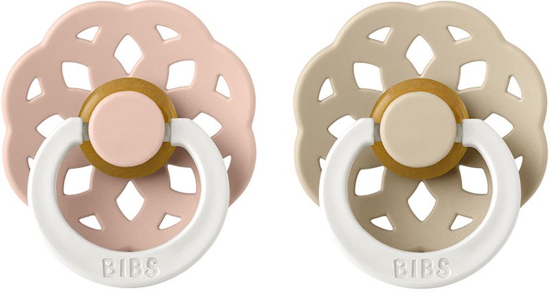 BIBS Boheme Natural Rubber Night Size 1: 0+ months suzetă Blush / Vanila 2 buc