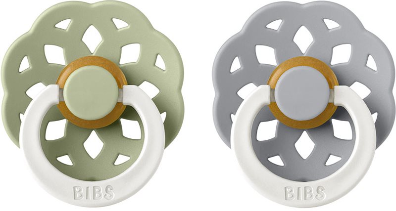 BIBS Boheme Natural Rubber Night Size 2: 6+ months suzetă Sage / Cloud 2 buc
