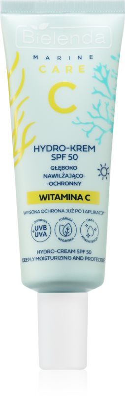 Bielenda C Marine Care Hydro-cream deeply moisturizing and protective SPF 50 hidratant si pentru protectie solara cu vitamina C SPF 50 40 ml