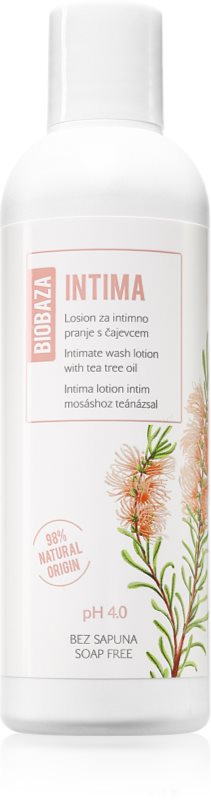 BIOBAZA Intima lapte pentru dus pentru igiena intima cu ulei din arbore de ceai 200 ml