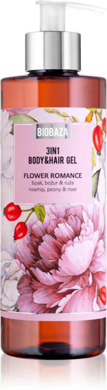 BIOBAZA 3in1 Body&Hair Gel Flower Romance sampon, balsam si gel de dus 3in1 400 ml