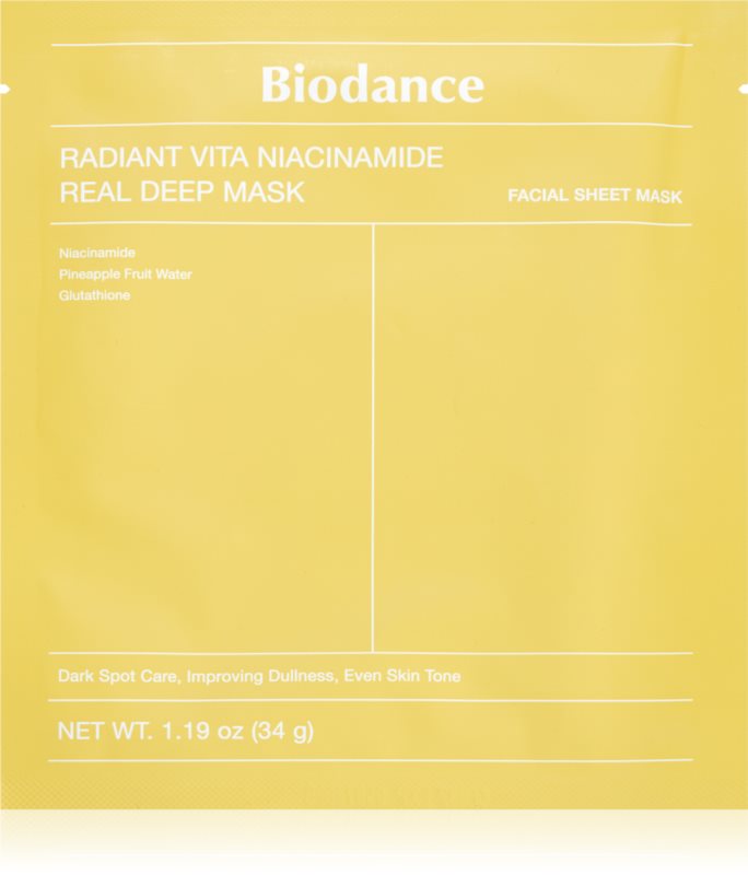 Biodance Radiant Vita Niacinamide Real Deep Mask masca pentru albirea tenului pentru uniformizarea nuantei tenului 1 buc