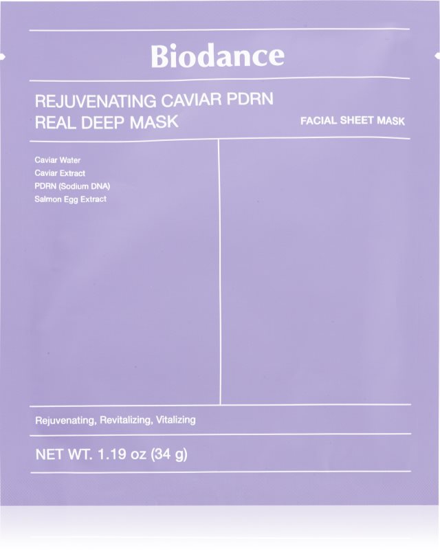 Biodance Rejuvenating Caviar PDRN Real Deep Mask masca revitalizanta reface bariera protectoare a pielii 34 g