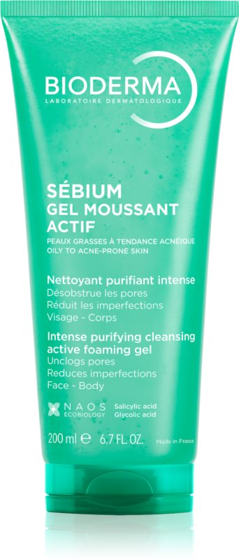 Bioderma Sébium Gel Moussant Actif gel intens pentru curatare pentru ten gras si problematic 200 ml