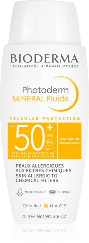 Bioderma Photoderm Mineral Fluid fluid protector fără filtre chimice SPF 50+ 75 g