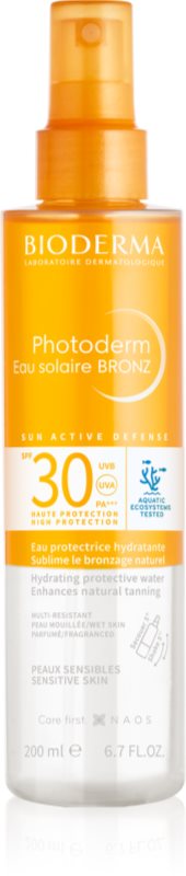 Bioderma Photoderm Eau Solaire BRONZ spray solar cu efect autobronzant SPF 30 200 ml