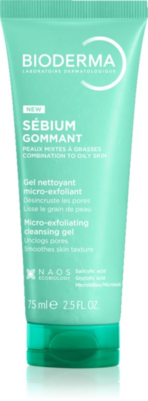 Bioderma Sébium Exfoliating Purifying Gel exfoliant de curățare pentru ten gras și mixt 75 ml