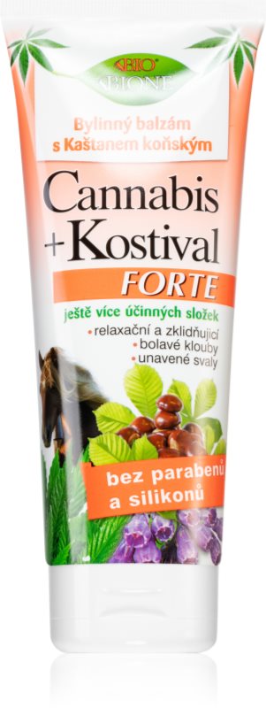 Bione Cosmetics Cannabis Kostival Forte lotiune pe baza de plante pentru mușchi, articulații și tendoane 205 ml