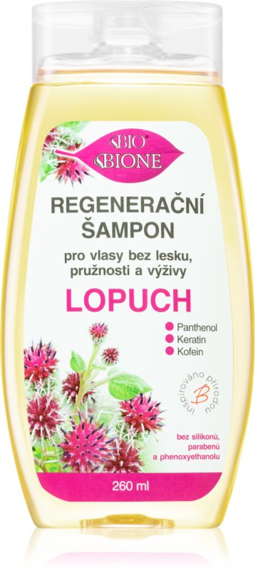 Bione Cosmetics Burdock sampon pentru regenerare pentru un par stralucitor si catifelat 260 ml