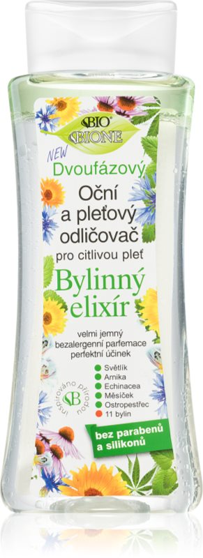 Bione Cosmetics Herbal Elixir emulsie demachianta in doua faze pentru ochi 255 ml