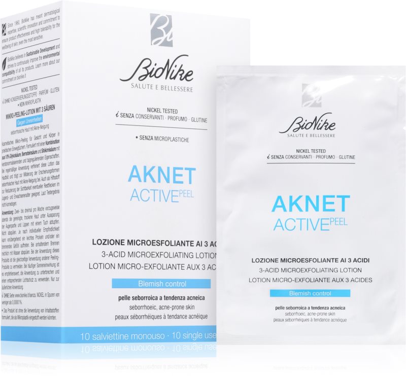 BioNike Aknet ACTIVEpeel exfoliační ubrousky na obličej 20 buc