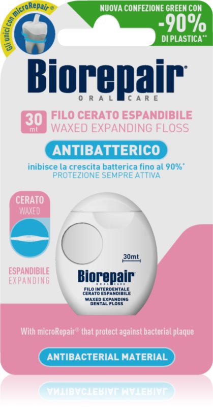 Biorepair Dental Floss Waxed Expanding ata dentara cerata pentru gingii sensibile Pink 30 m