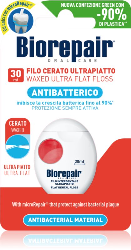 Biorepair Dental Floss Non-Waxed Ultra-Flat ata dentara neceruita pentru dinti sensibili Red 30 m