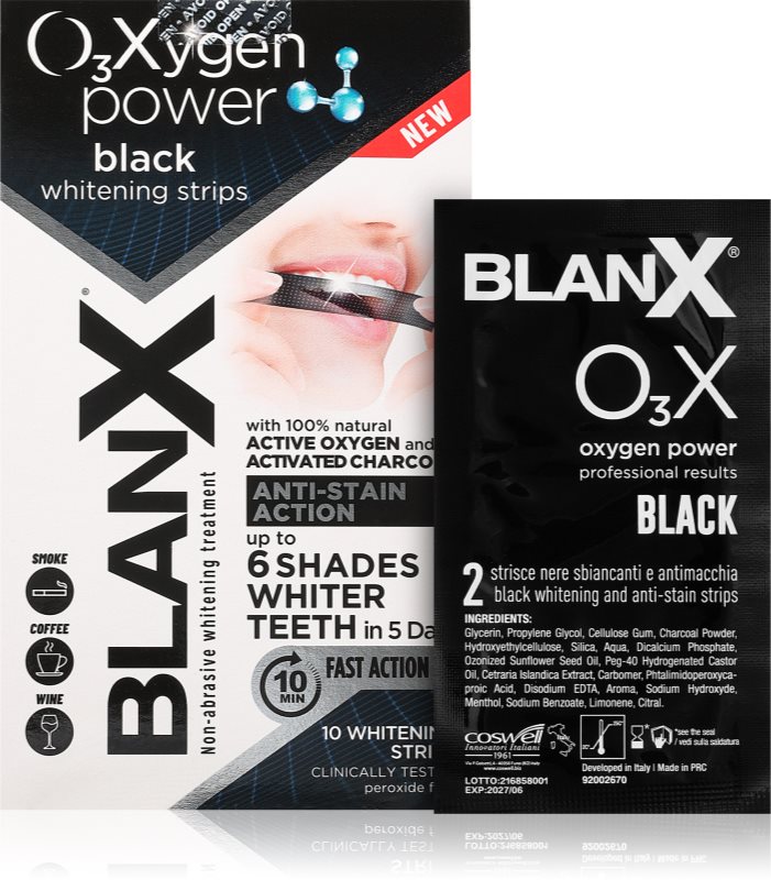 BlanX Oxygen Power Whitening Black Strips benzi pentru ablirea dintilor pentru dinti 10 buc