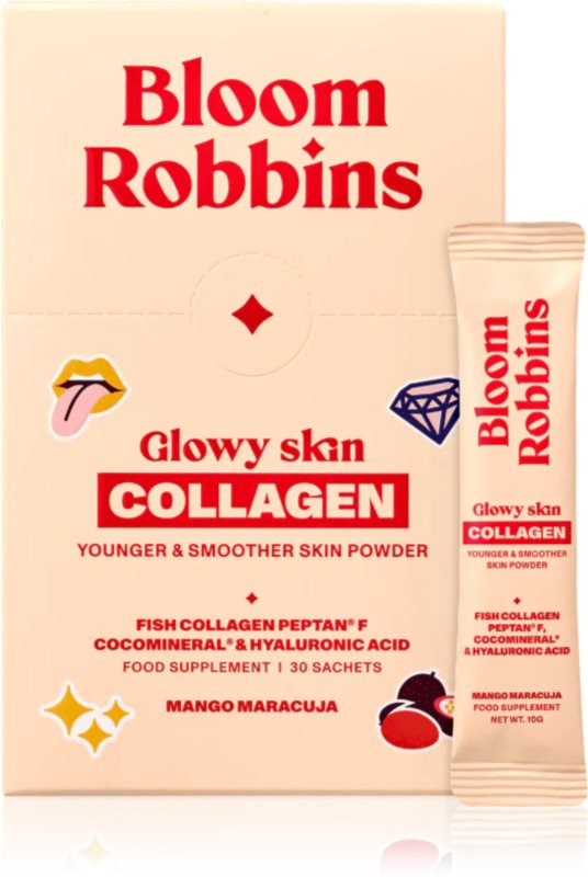 Bloom Robbins Glowy skin COLLAGEN YOUNGER & SMOOTHER SKIN POWDER pulbere pentru un ten frumos aroma Mango Maracuja 372 g