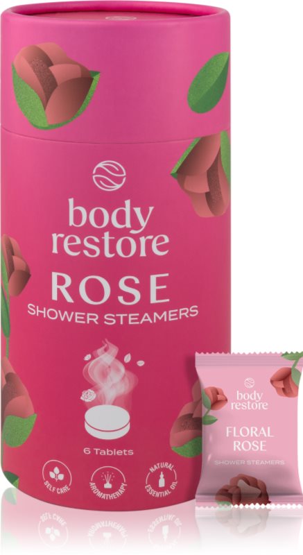 Body Restore Rose Shower Steamers tablete pentru duș cu aromă de trandafiri 6 buc