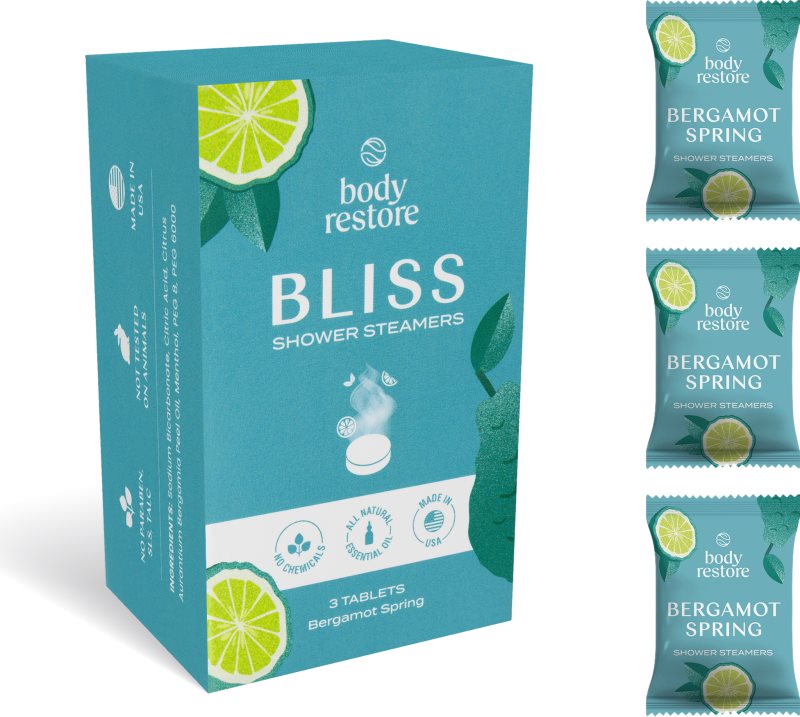 Body Restore Bliss Shower Steamers tablete pentru duș parfum Bergamot Spring 3 buc