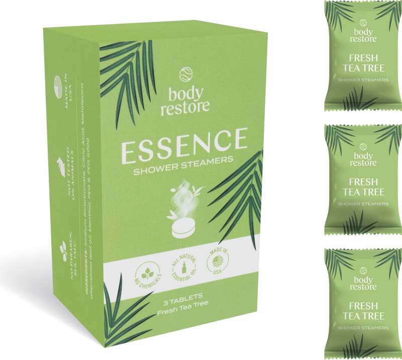 Body Restore Essence Shower Steamers tablete pentru duș parfum Fresh Tea Tree 3 buc