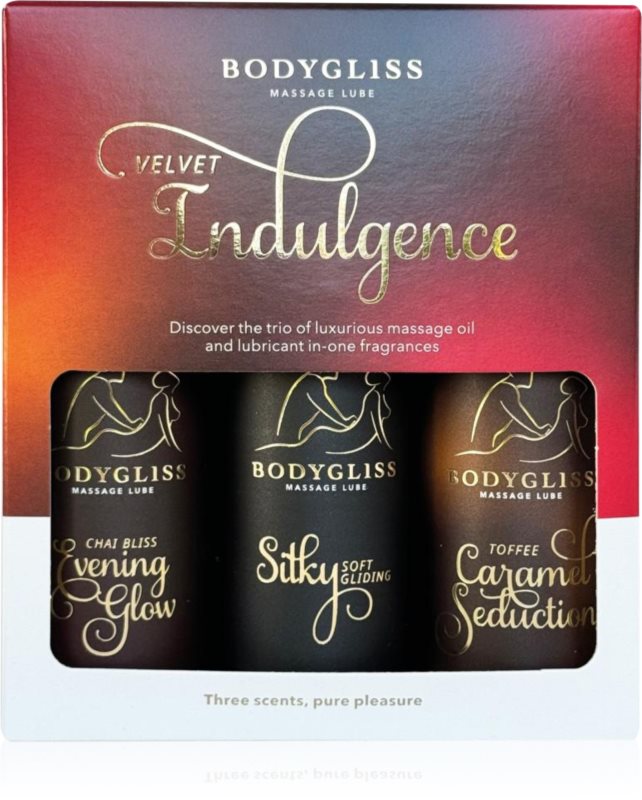 BodyGliss Velvet Indulgence Travel Edition ulei de masaj pe bază de silicon set cadou 3x50 ml