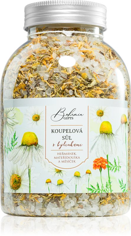 Bohemia Gifts & Cosmetics Bohemia Natur sare de baie cu trei feluri de plante mușețel, gălbenele, cimbru 1200 g