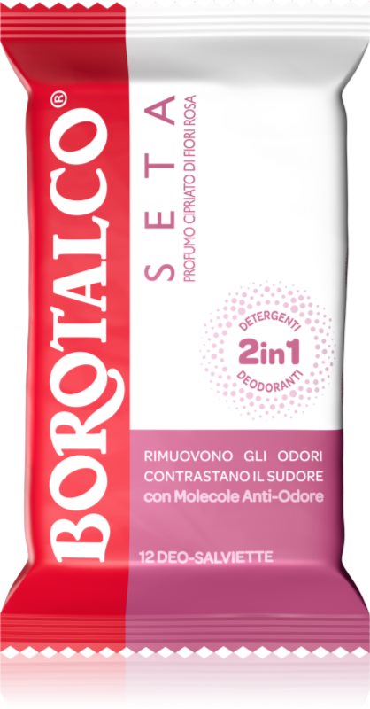 Borotalco Soft Talc & Pink Flower Servetele umede cu efect revigorant pentru picioare, corp și axile 12 buc