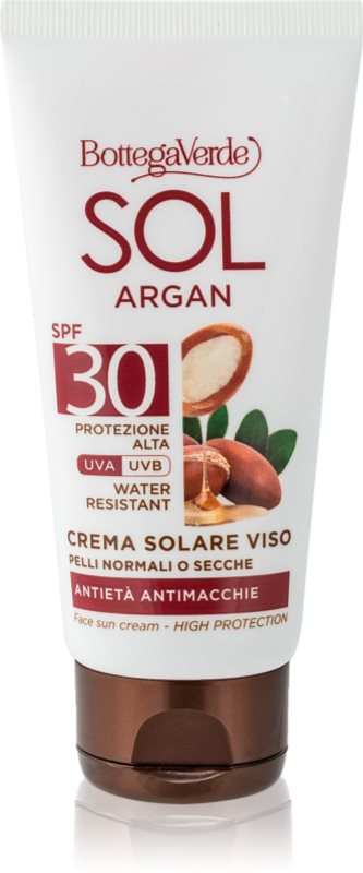 Bottega Verde Sol Argan cremă pentru plaja impotriva petelor intunecate SPF 30 50 ml